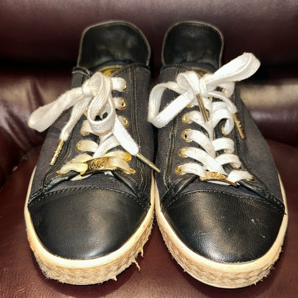 Michael Kors Black Leather & Canvas Trainers - Picture 3 of 16